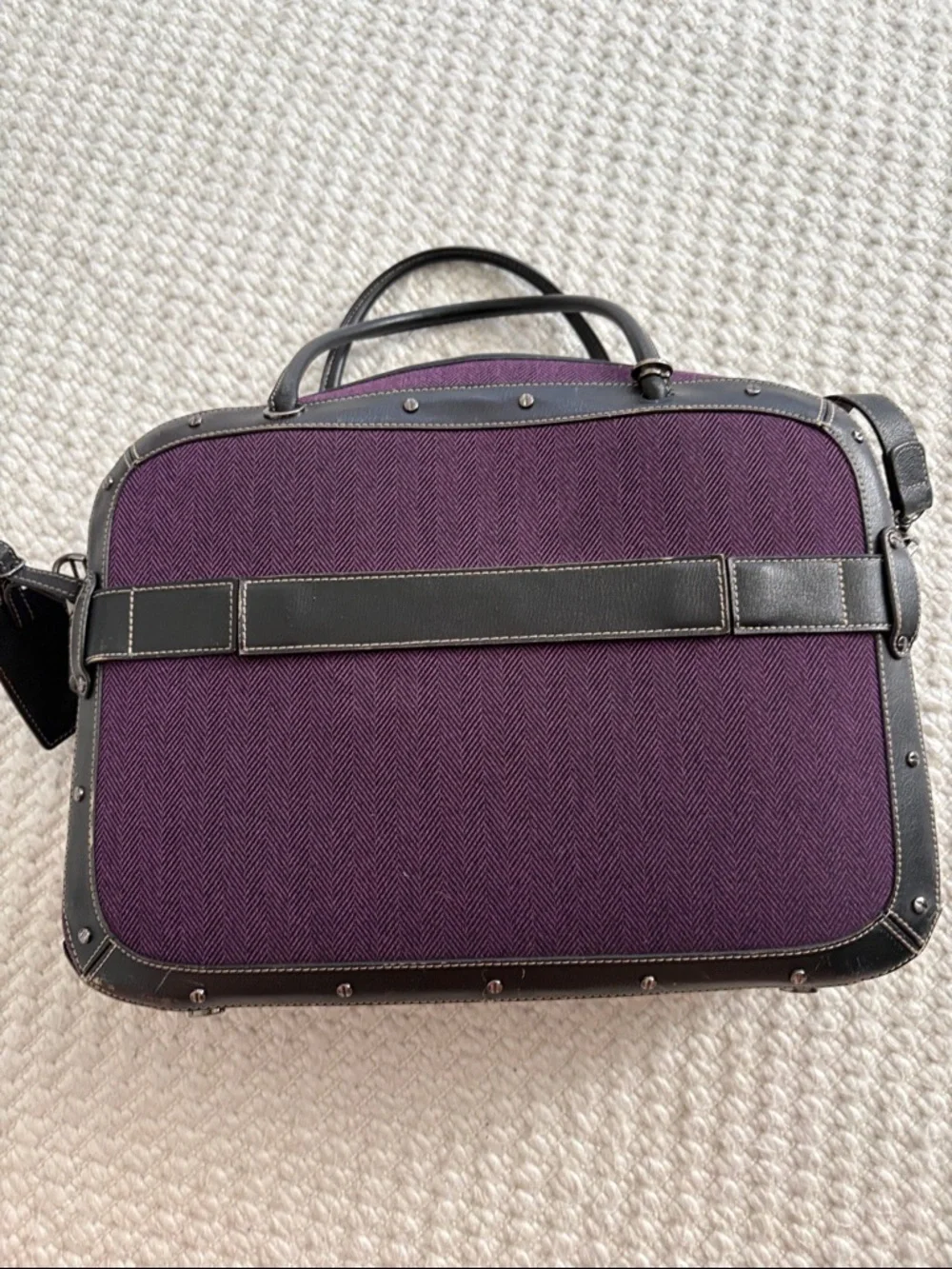 Samsonite Black Label Purple Men's Travel Briefcase with Black Leather Trim